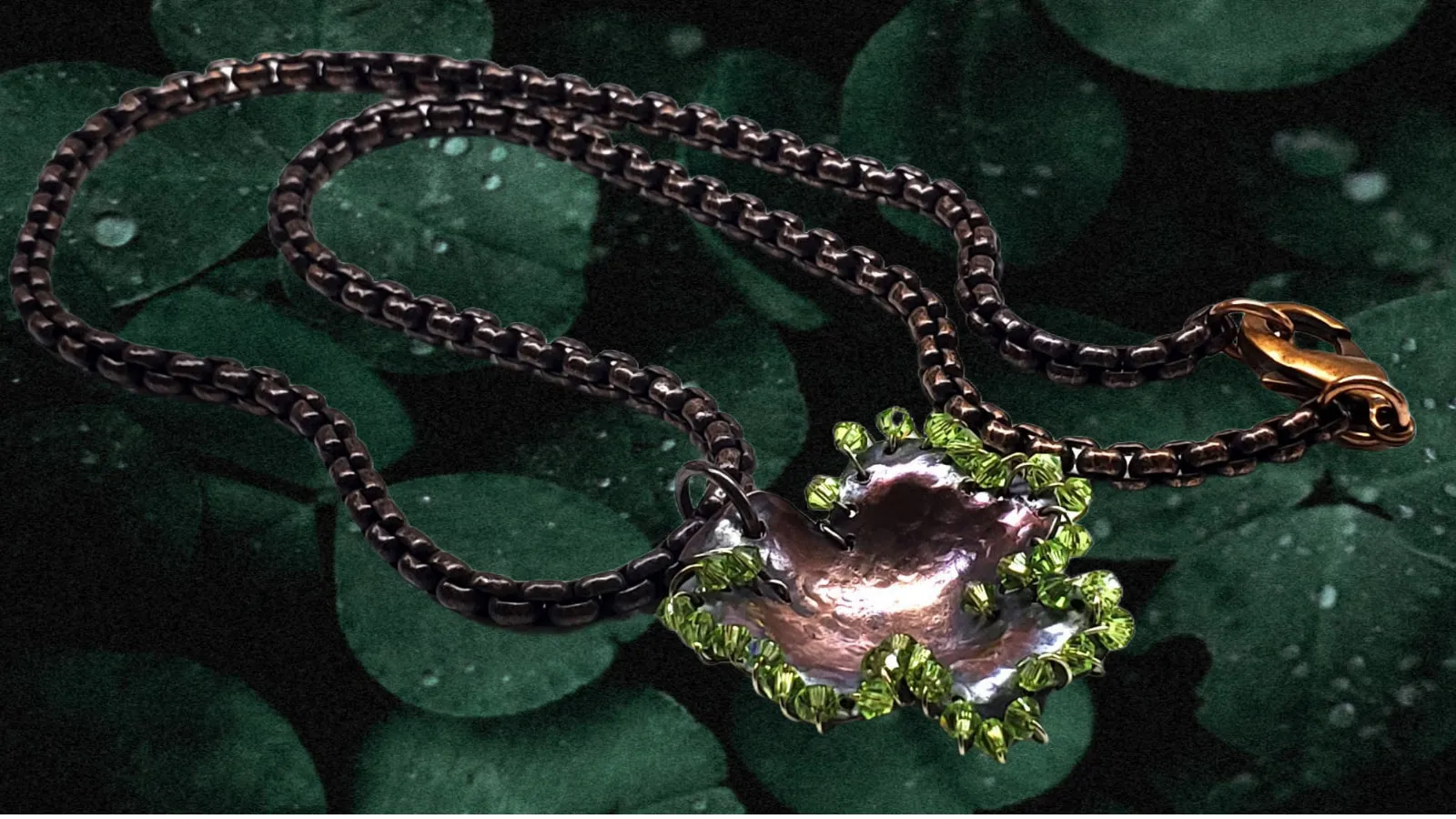 Copper Sculpted Shamrock Necklace - Only One