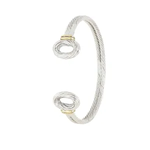 Cordão Oval Double Wire Cuff Two Tone