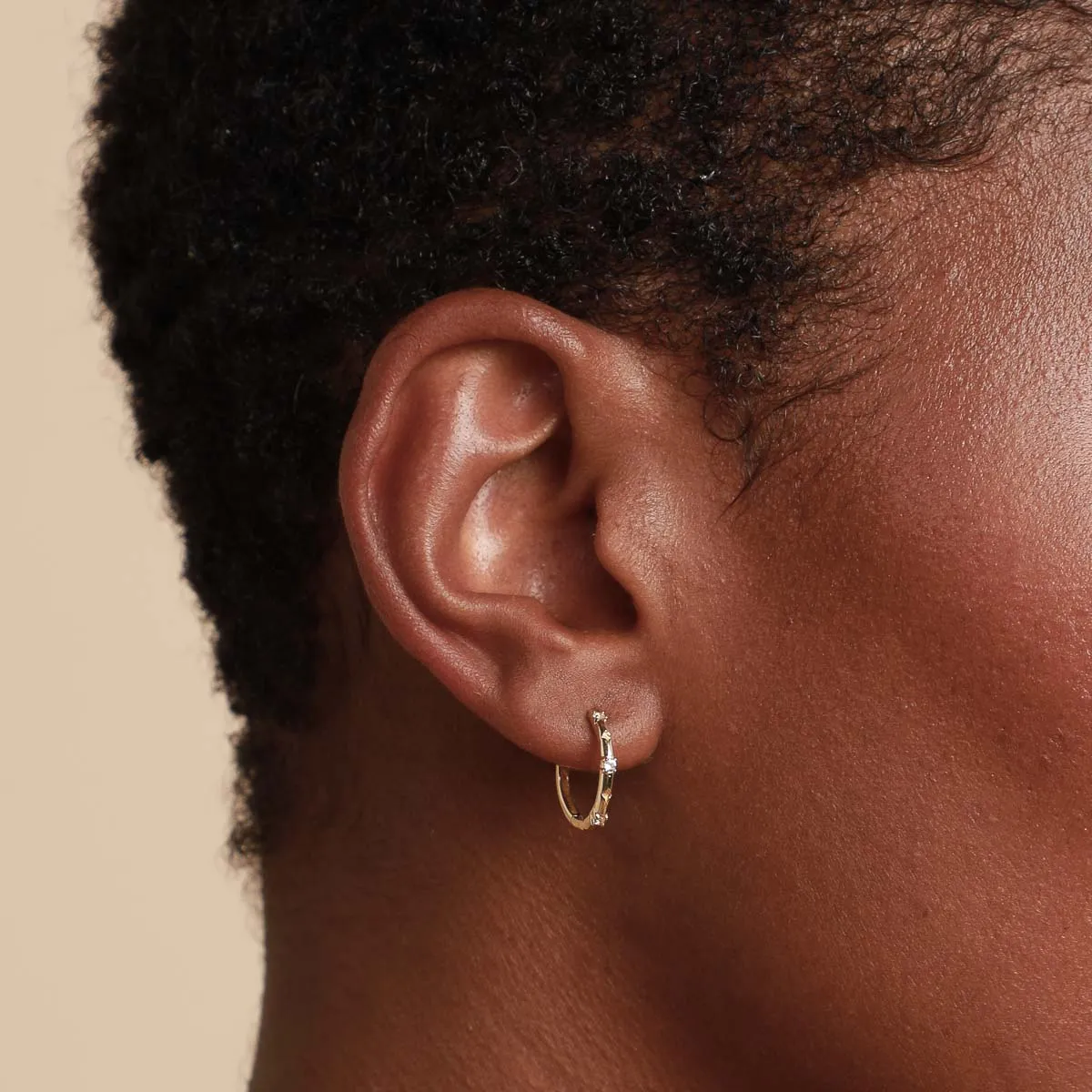 Cosmic Star Topaz Hoops in Solid Gold