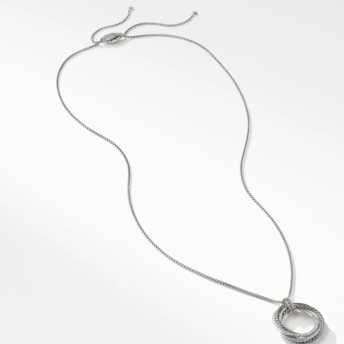 Crossover Pendant Necklace with Diamonds