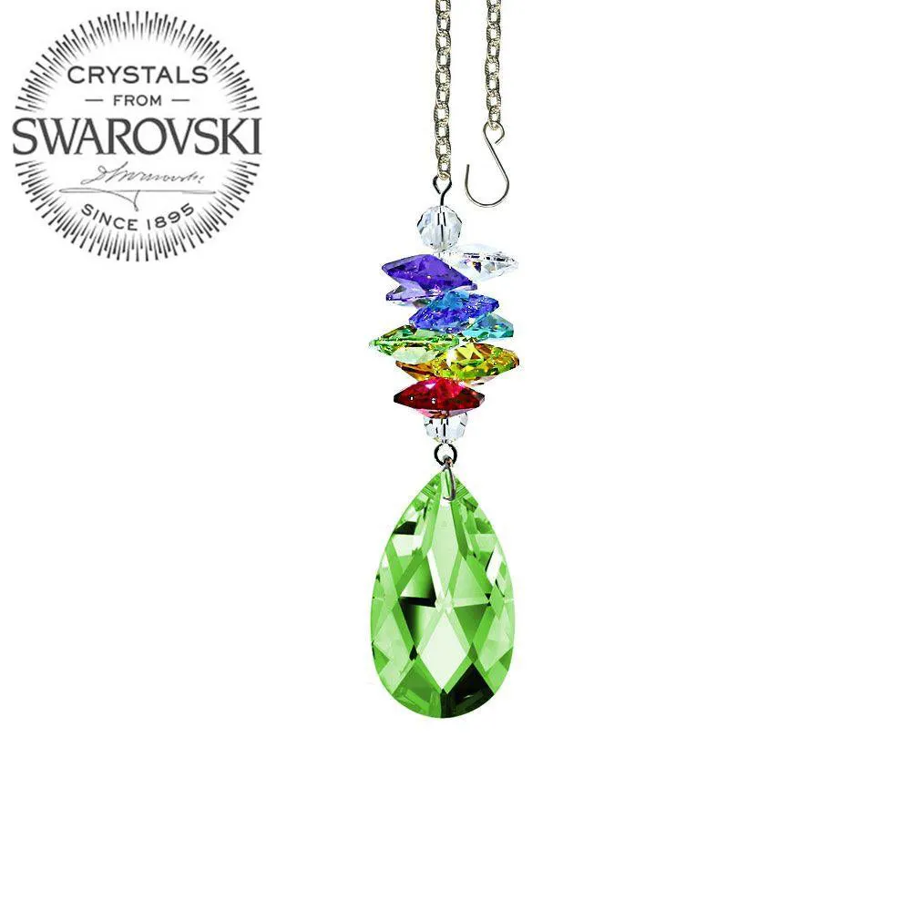 Crystal Ornament Light Peridot Crystal Almond Prism Colorful Swarovski Crystals 3-1/2-inch