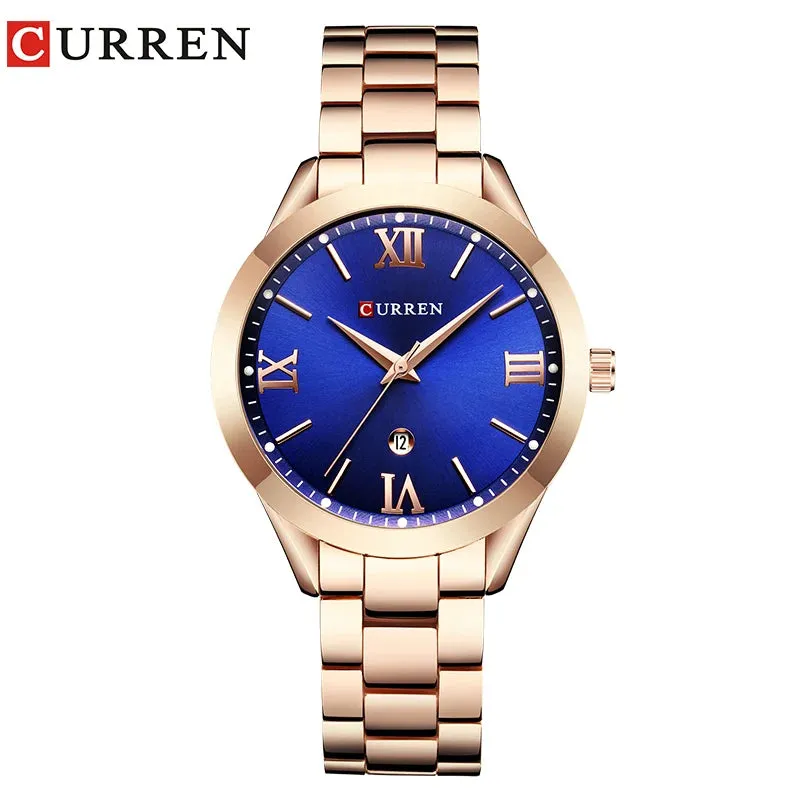 CURREN Watch Top Brand Female Bracelet Stainless Steel WristWatch Rose Gold