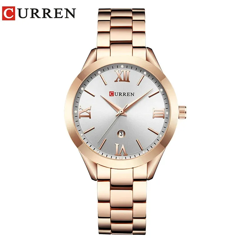 CURREN Watch Top Brand Female Bracelet Stainless Steel WristWatch Rose Gold