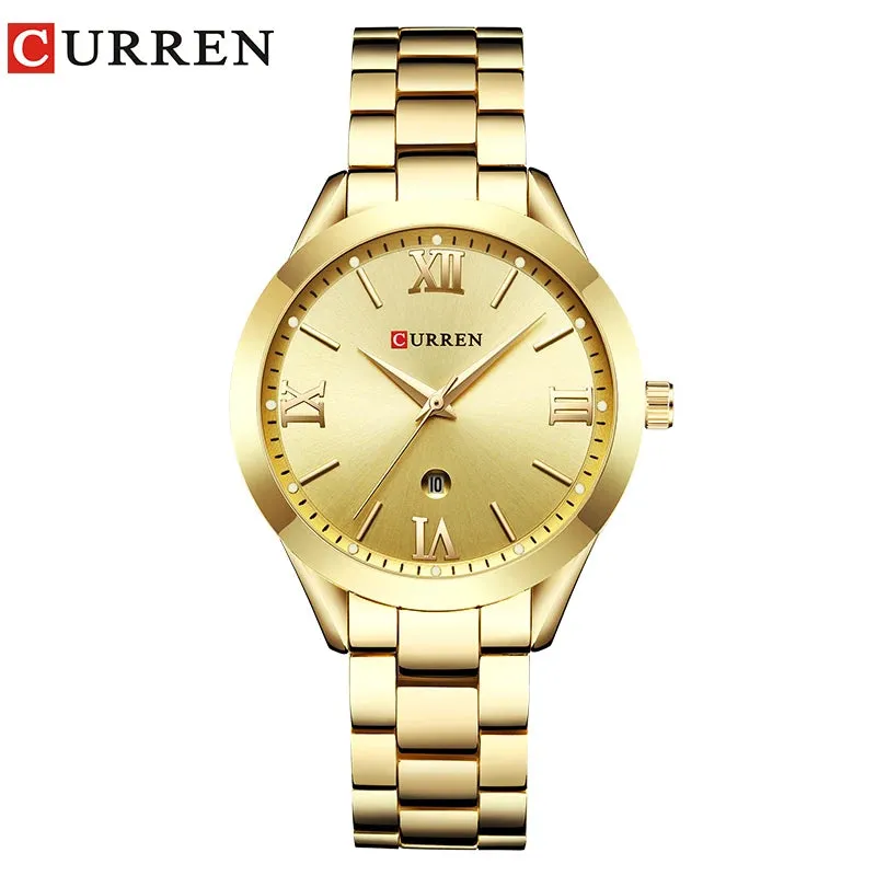 CURREN Watch Top Brand Female Bracelet Stainless Steel WristWatch Rose Gold
