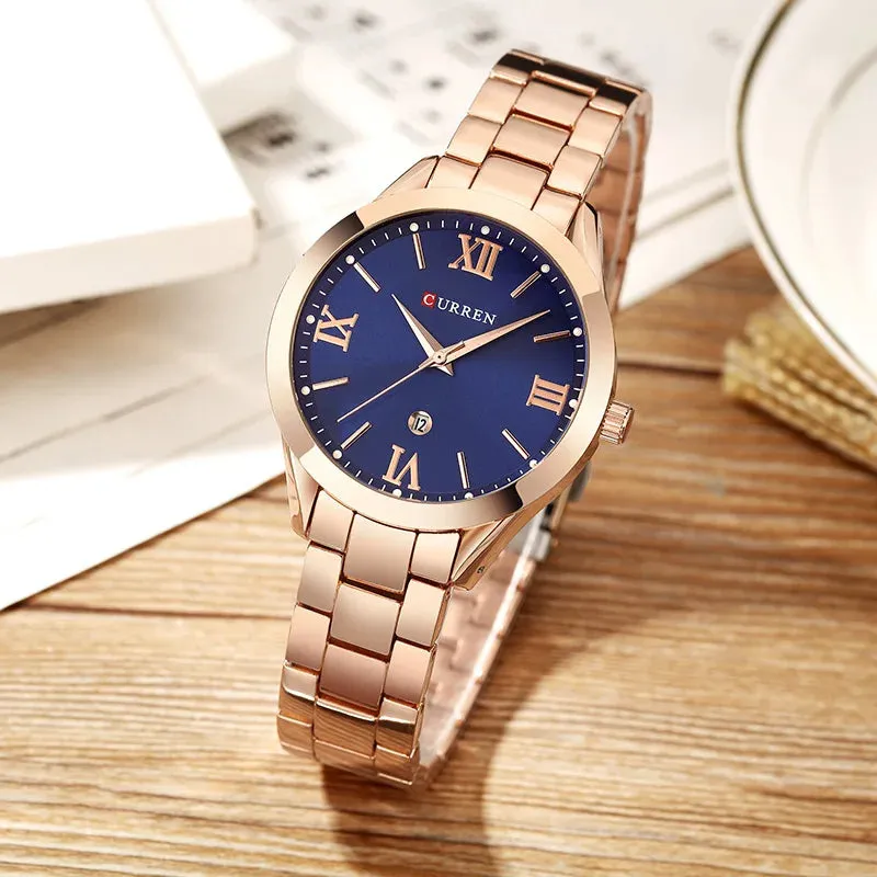 CURREN Watch Top Brand Female Bracelet Stainless Steel WristWatch Rose Gold