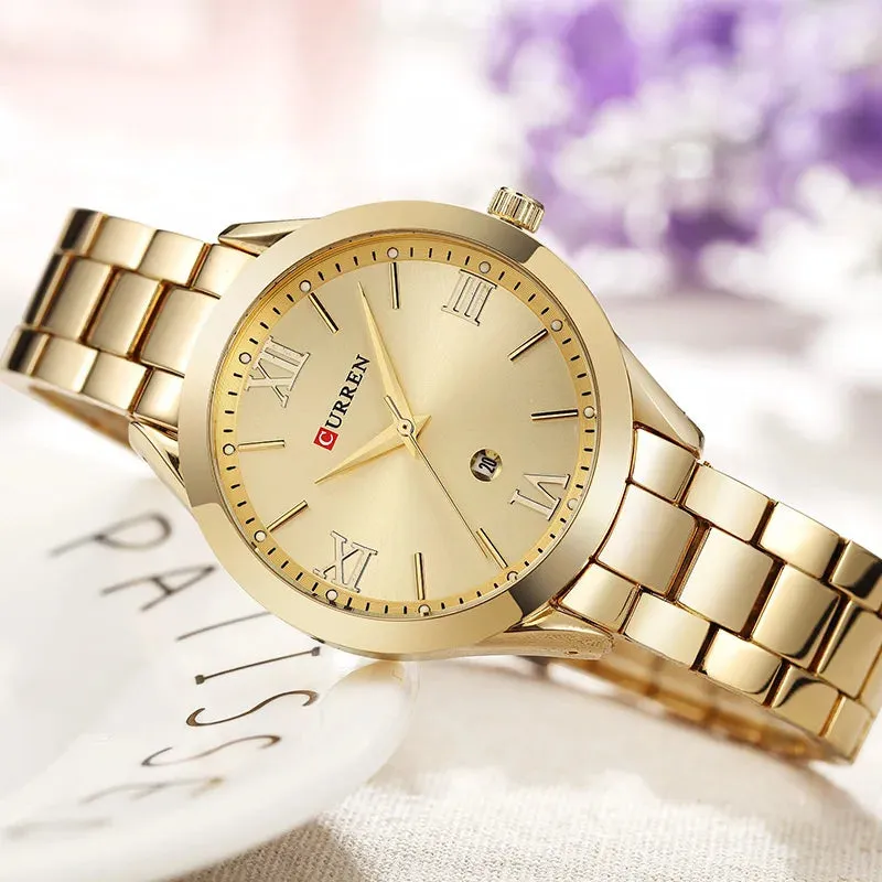 CURREN Watch Top Brand Female Bracelet Stainless Steel WristWatch Rose Gold