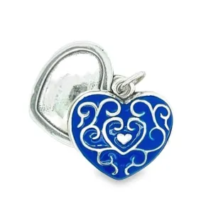 D1169 Blue Ornate Heart Locket Charm