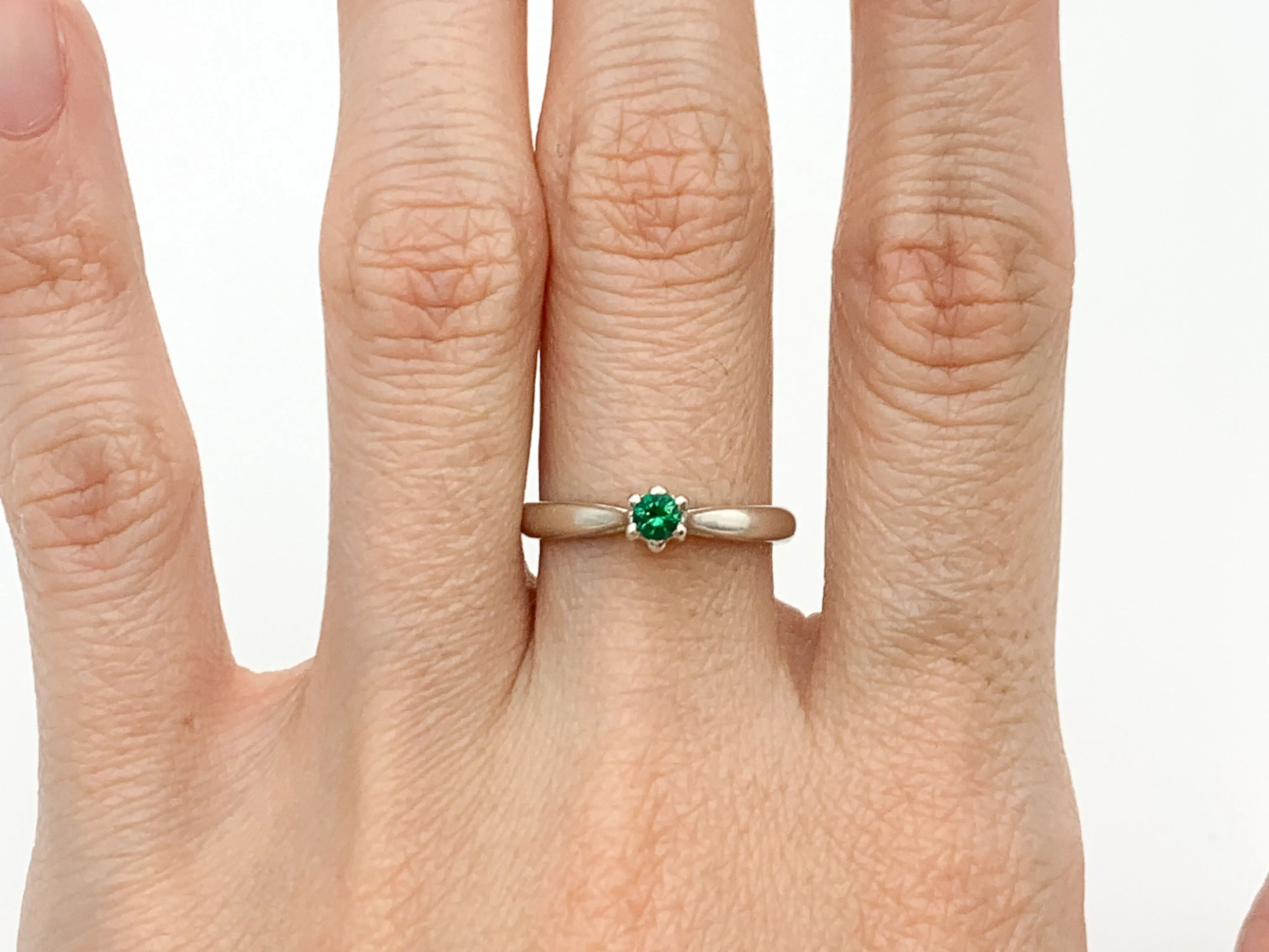 Dainty Emerald Ring - Green Promise Ring - Emerald Solitaire Ring