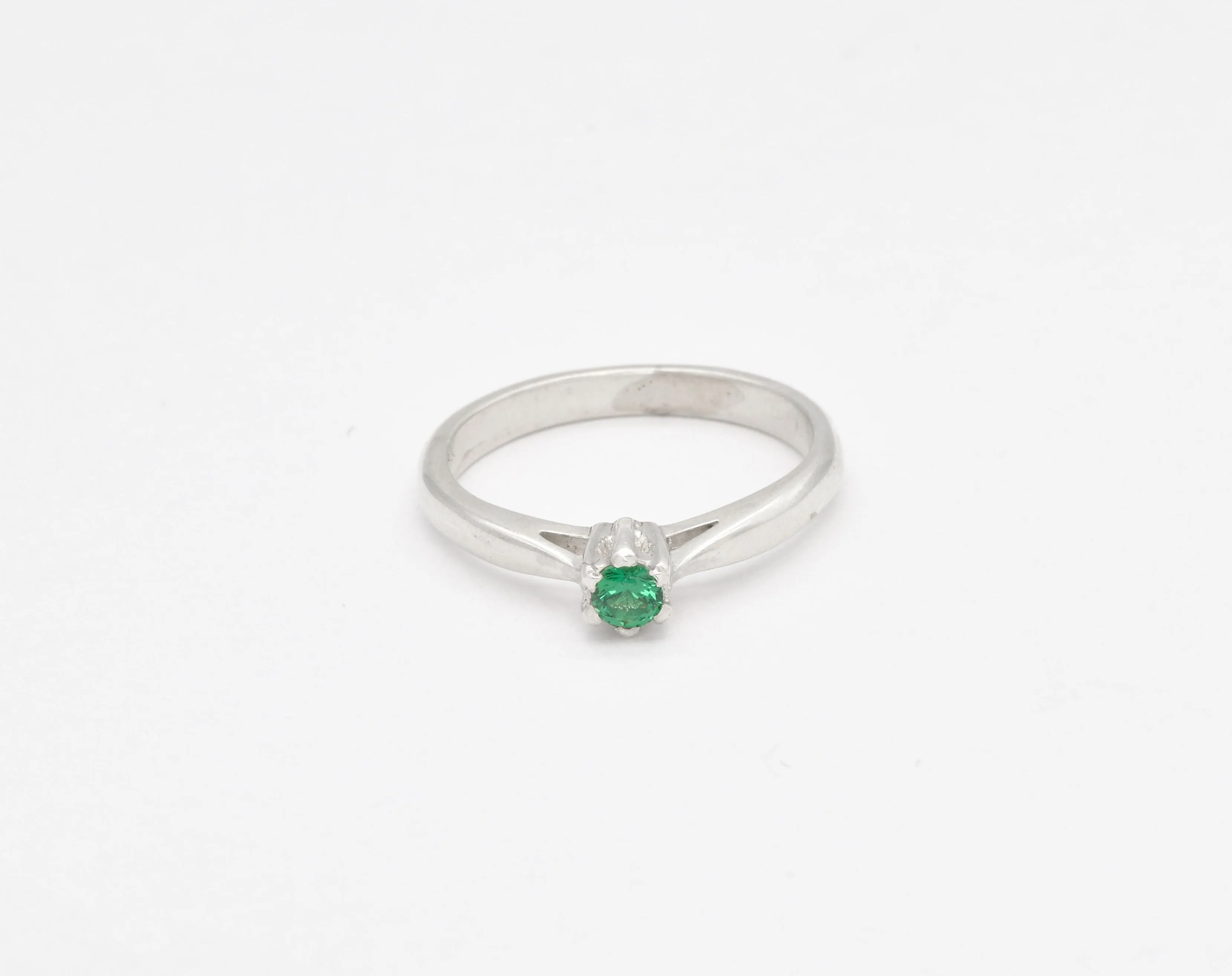 Dainty Emerald Ring - Green Promise Ring - Emerald Solitaire Ring