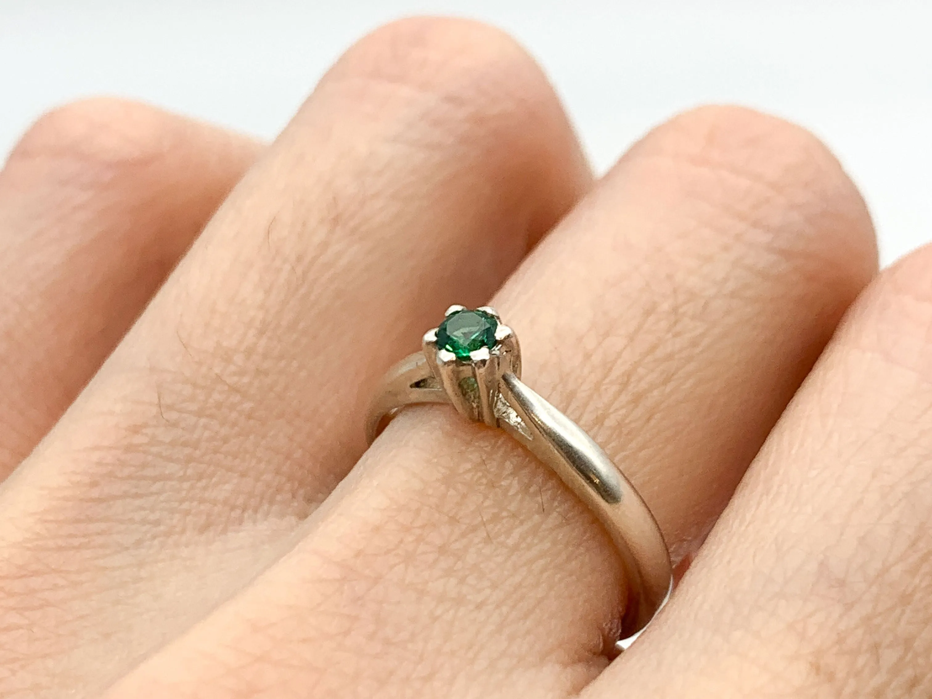 Dainty Emerald Ring - Green Promise Ring - Emerald Solitaire Ring