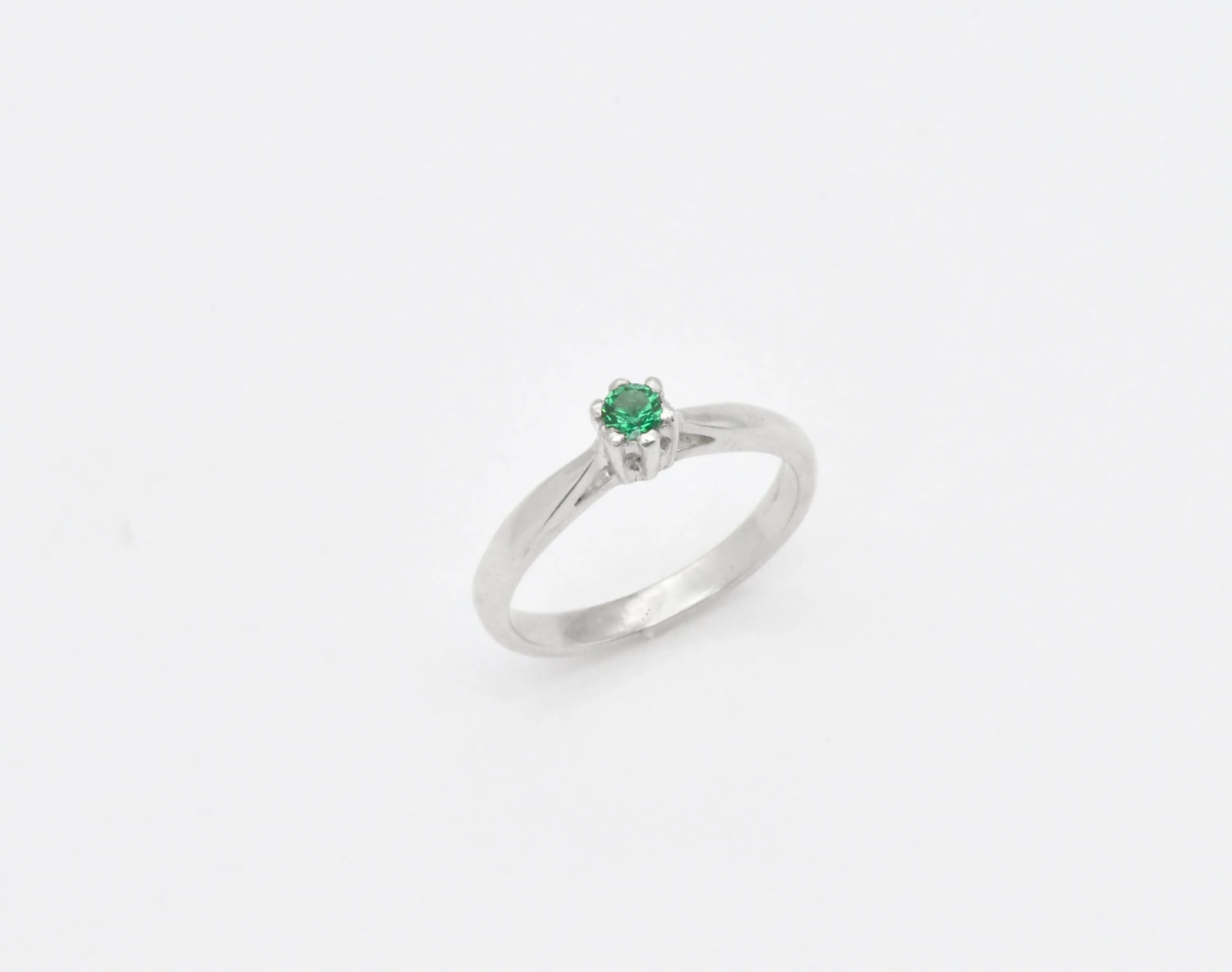 Dainty Emerald Ring - Green Promise Ring - Emerald Solitaire Ring