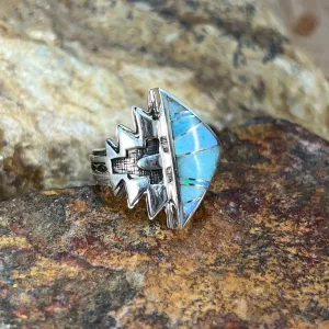 David Rosales Amazing Light Inlaid Sterling Silver Ring Geometric