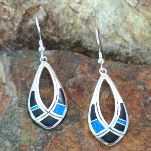 David Rosales Black Beauty  Inlaid Sterling Silver Earrings