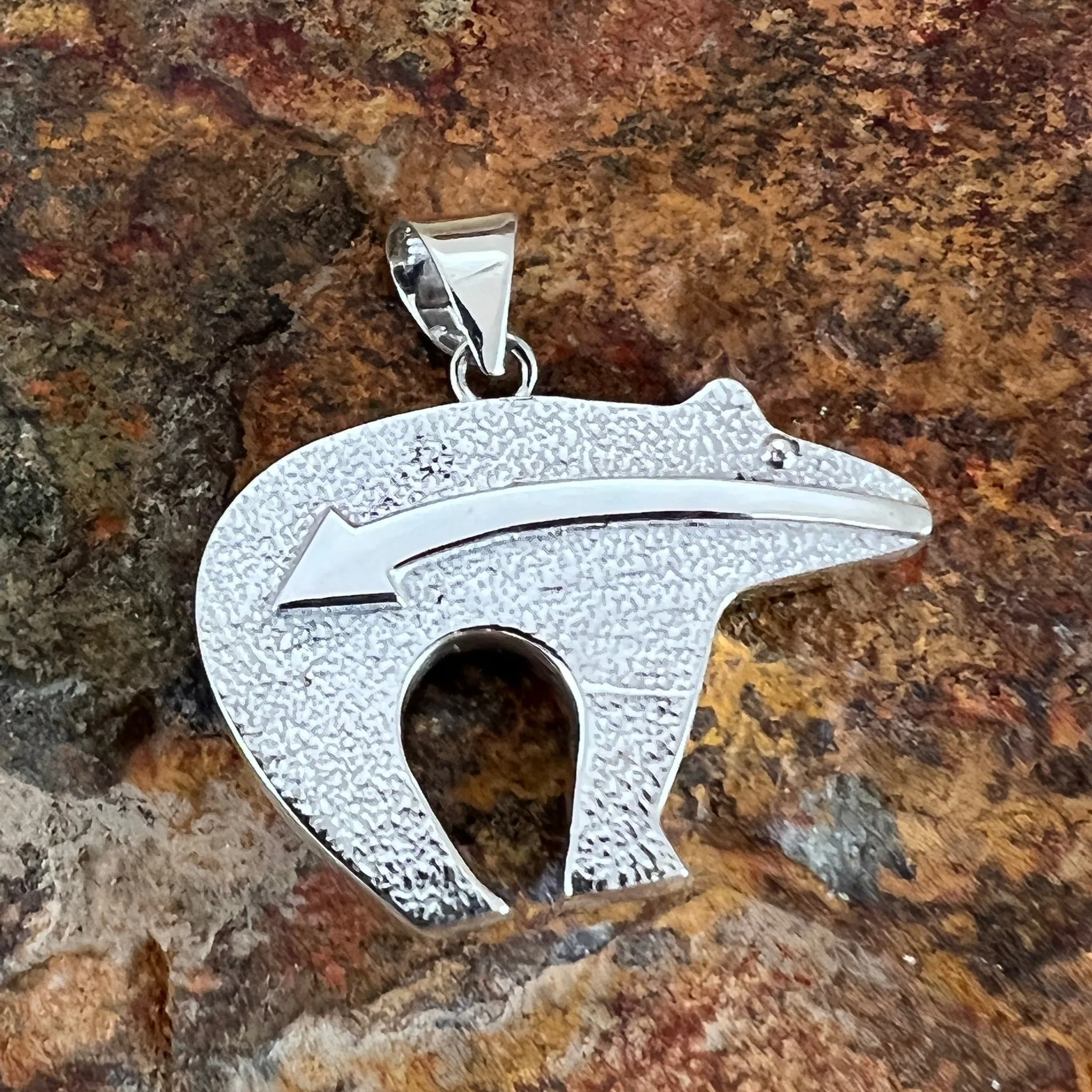 David Rosales Indian Summer Fancy Inlaid Sterling Silver Pendant Bear