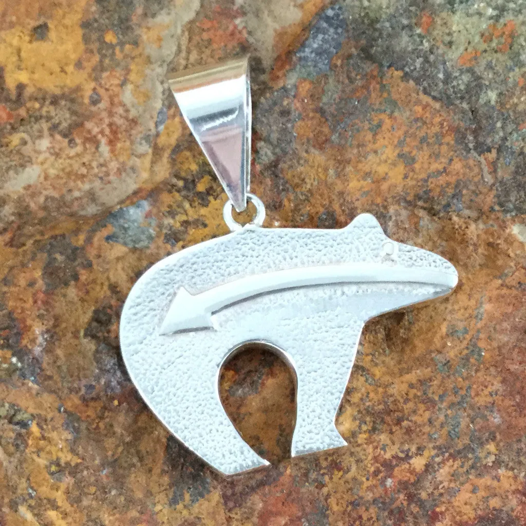 David Rosales Shadow Peak Inlaid Sterling Silver Pendant Bear