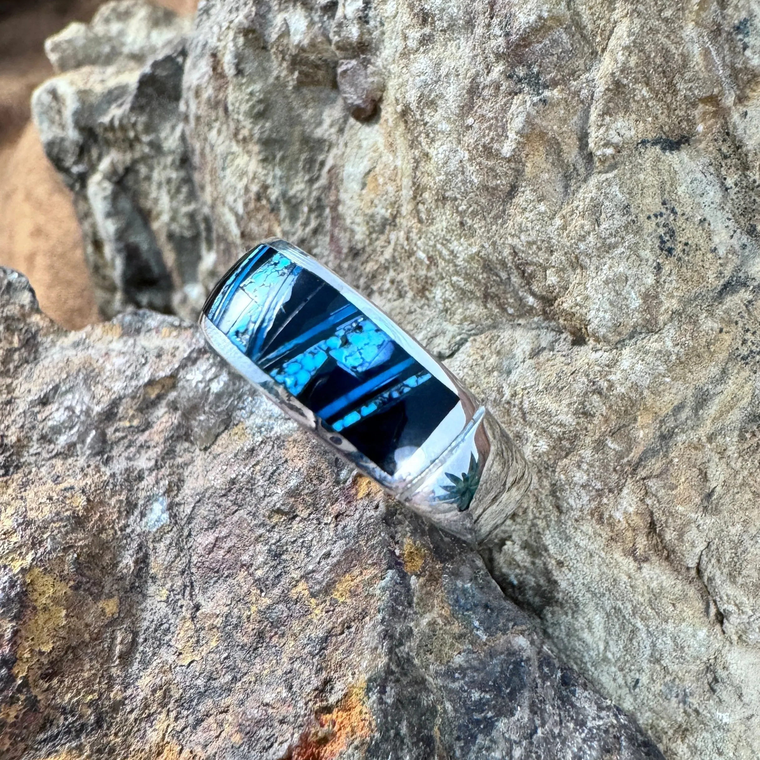 David Rosales Shadow Peak Inlaid Sterling Silver Ring