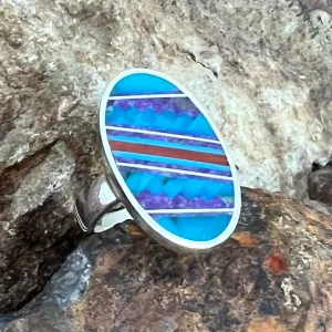 David Rosales Summer Sunset Inlaid Sterling Silver Ring