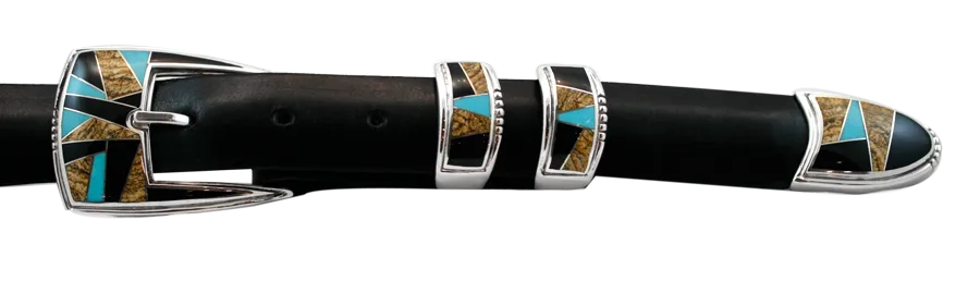 David Rosales Turquoise Creek Inlaid Ranger 1" Belt Buckle