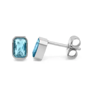December Blue Topaz Birthstone Earrings - Silver