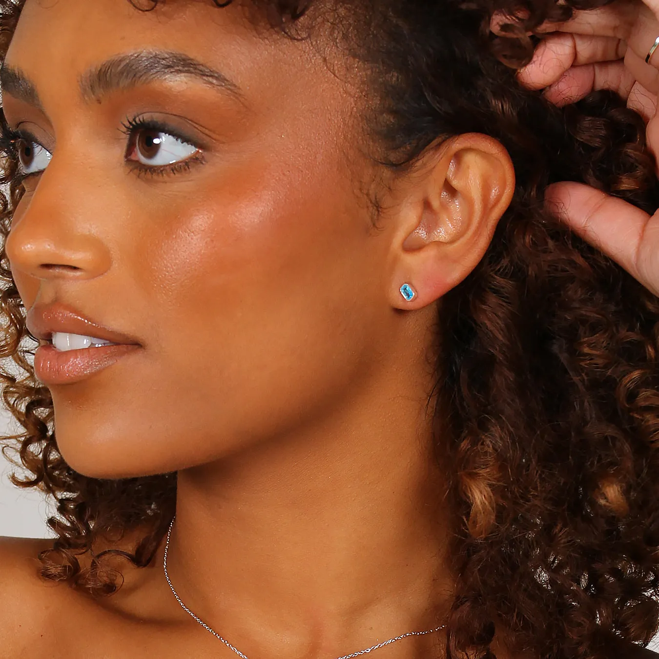 December Blue Topaz Birthstone Earrings - Silver