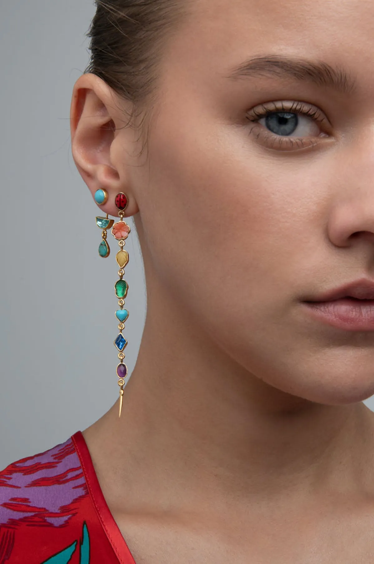 Detachable Victorian Drop Turquoise Earrings