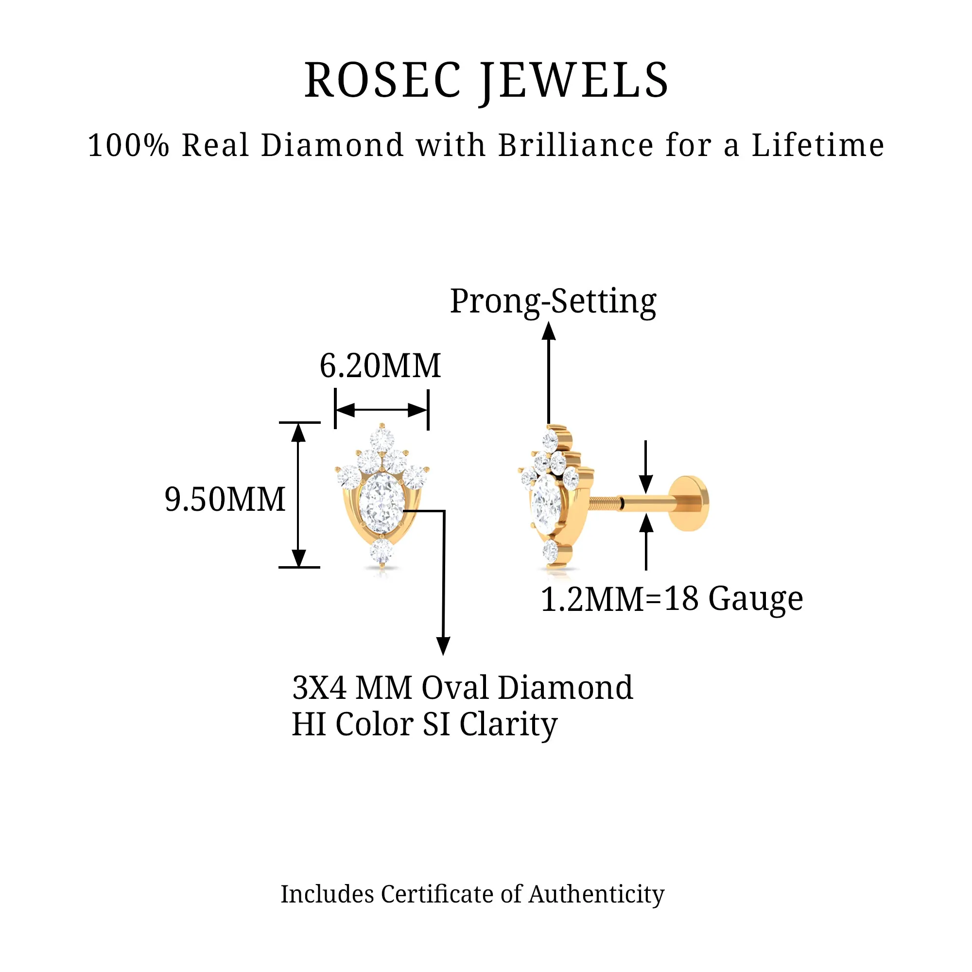 Diamond Floral Cluster Earring for Upper Lobe Piercing