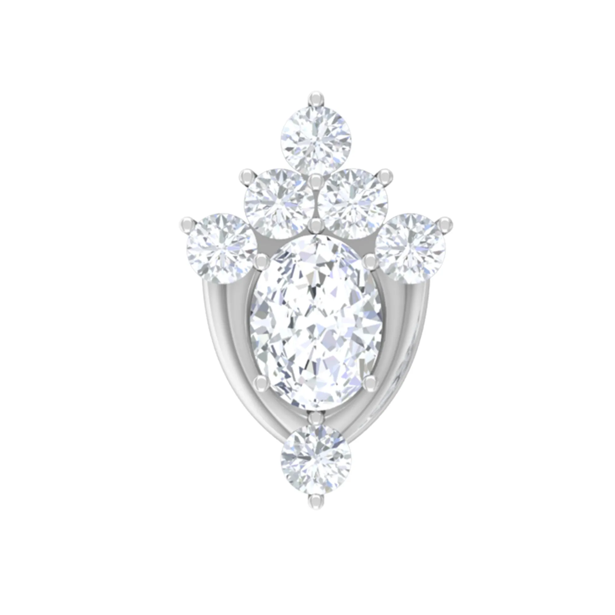 Diamond Floral Cluster Earring for Upper Lobe Piercing