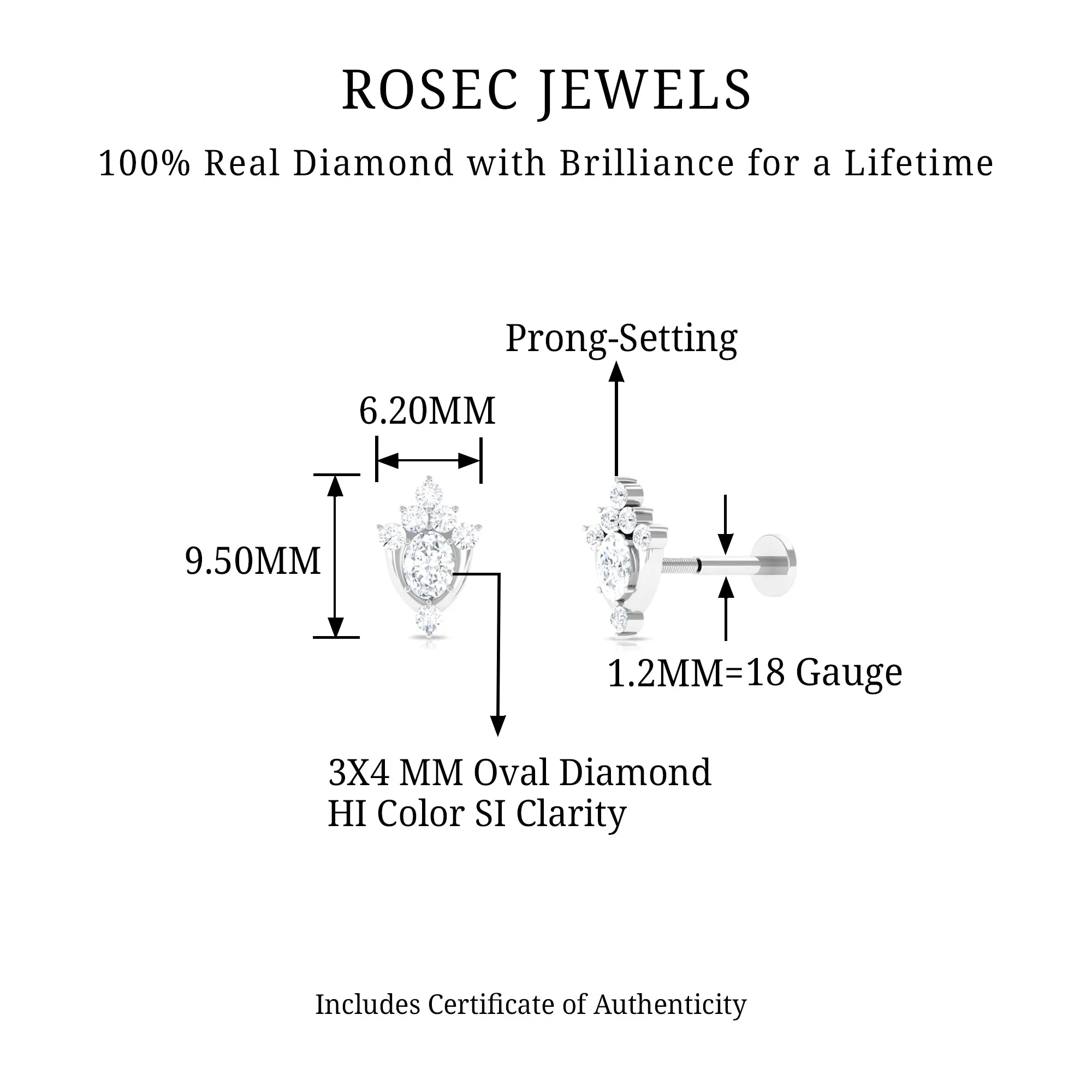 Diamond Floral Cluster Earring for Upper Lobe Piercing