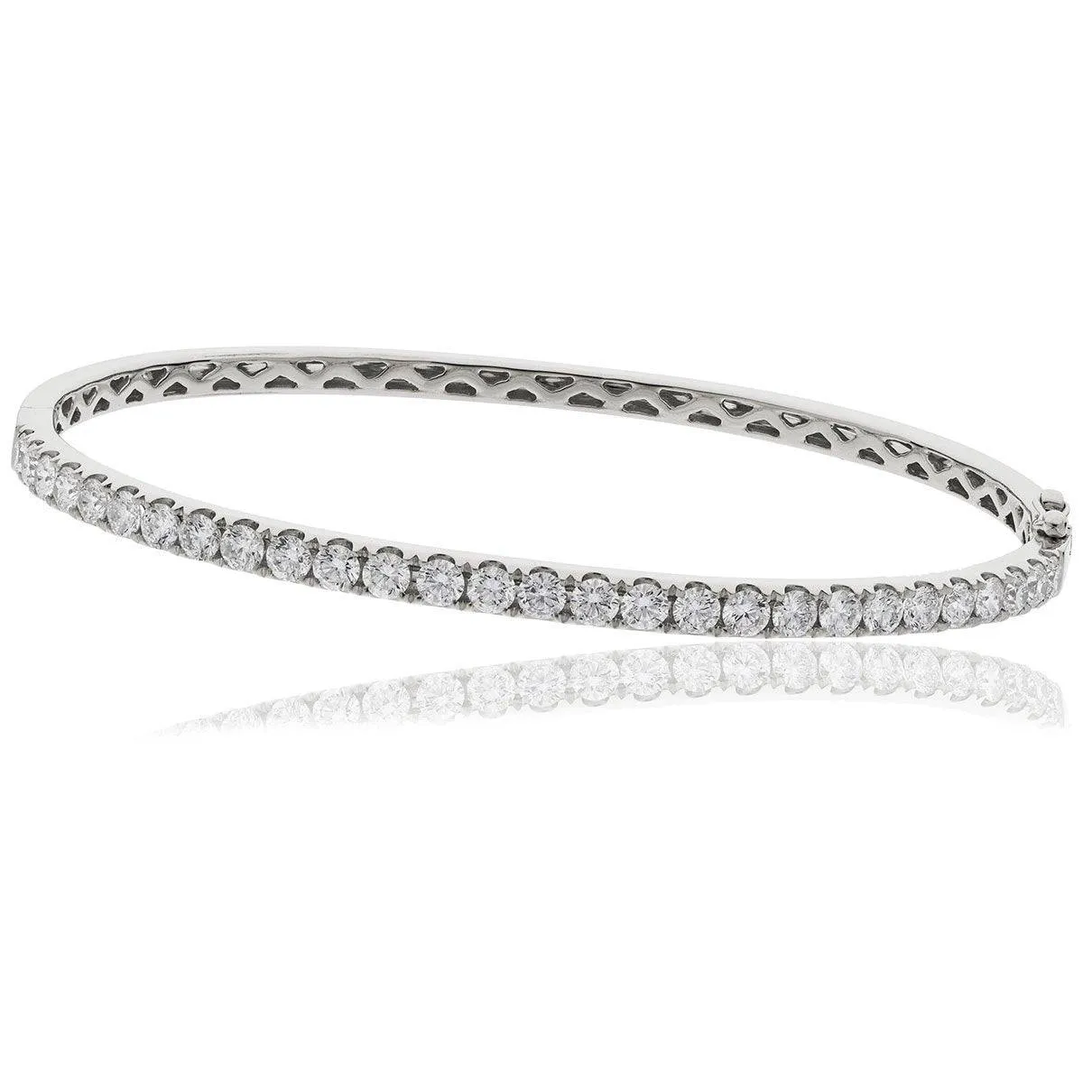 DIAMOND HALF SET BANGLE IN 18K WHITE GOLD