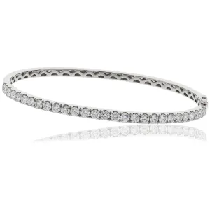 DIAMOND HALF SET BANGLE IN 18K WHITE GOLD