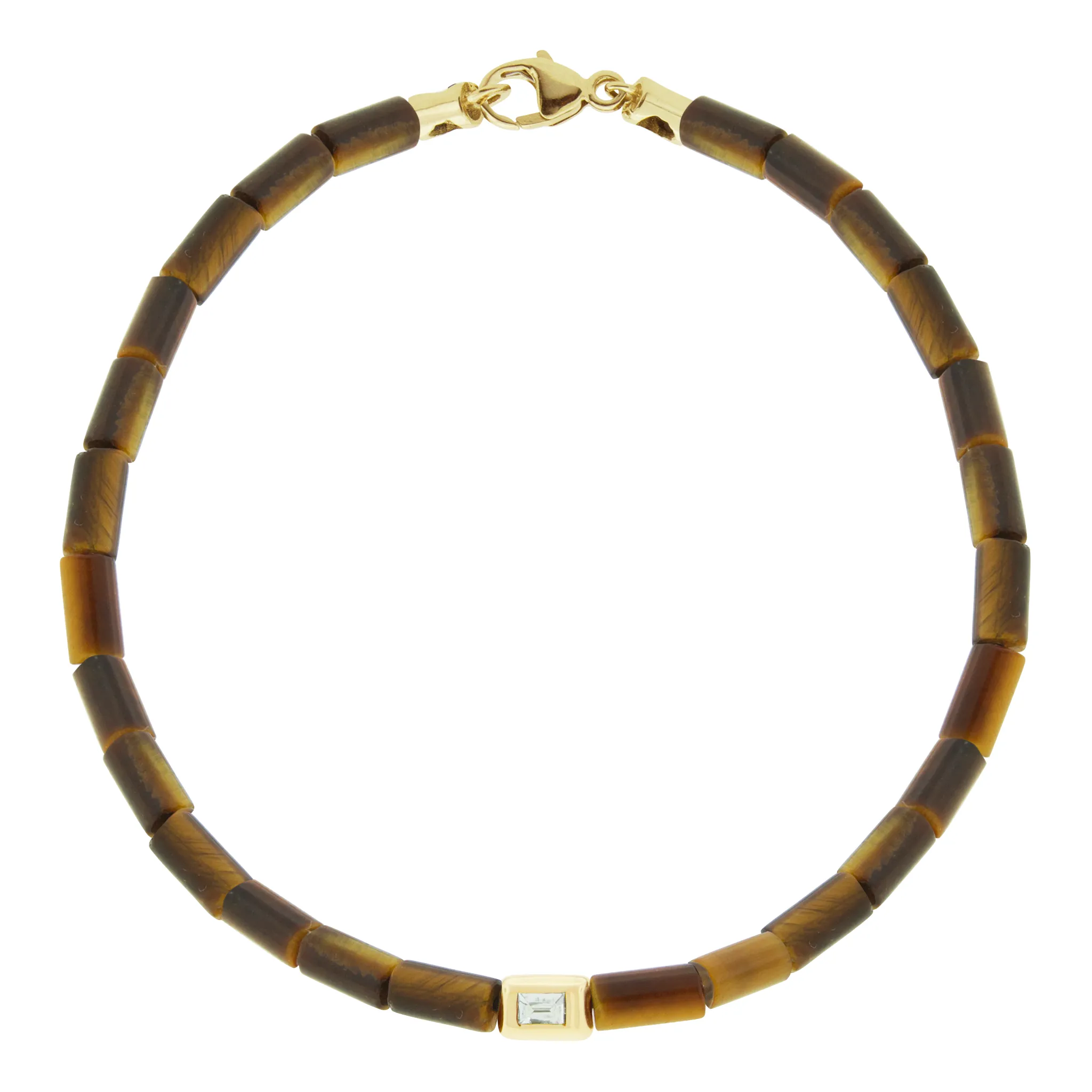 Diamond Ingot on Tiger's Eye Bracelet with Clasp