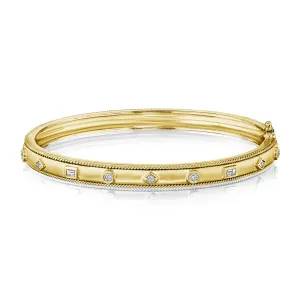 Diamond Mixed Shape Amulet Bangle Bracelet