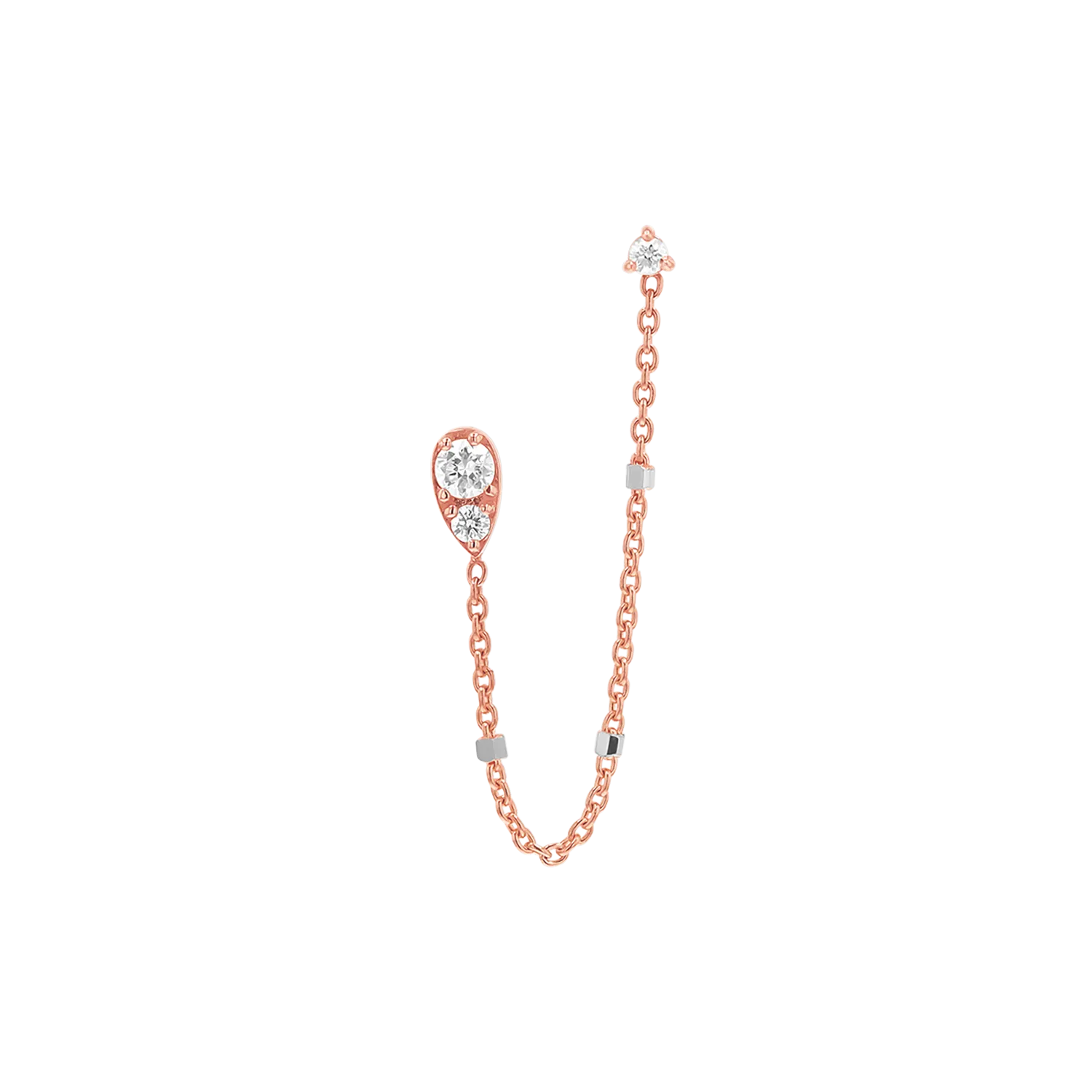 Diamond Pear Chain Duo Stud Earrings