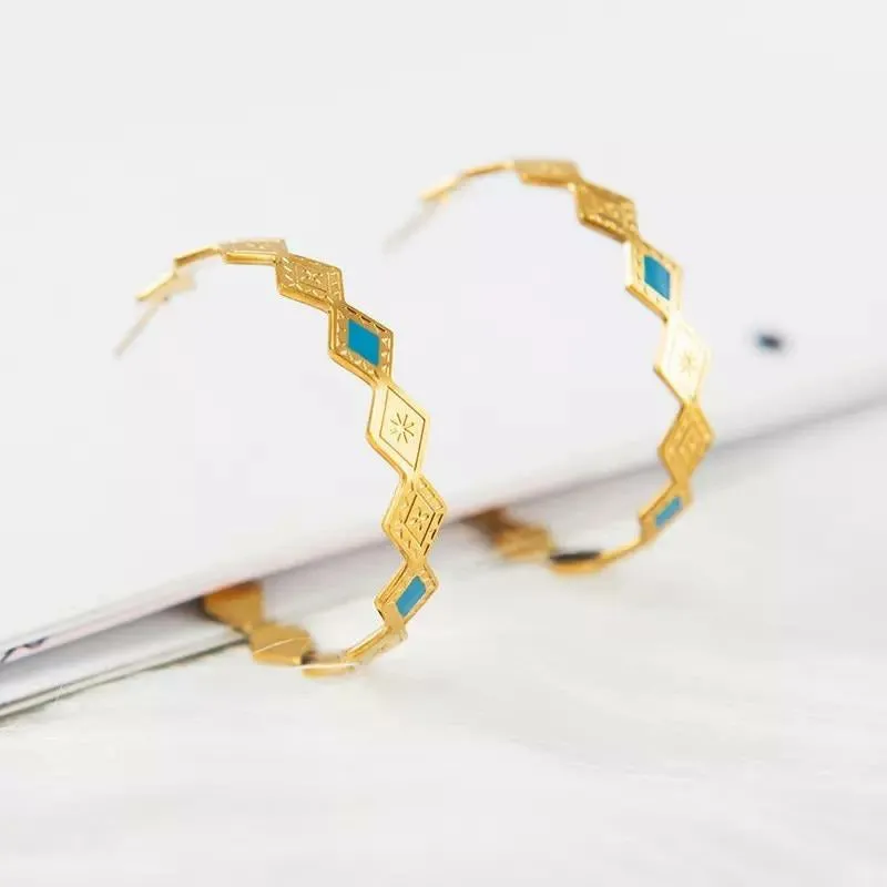 Diamond Shaped Gold Hoops