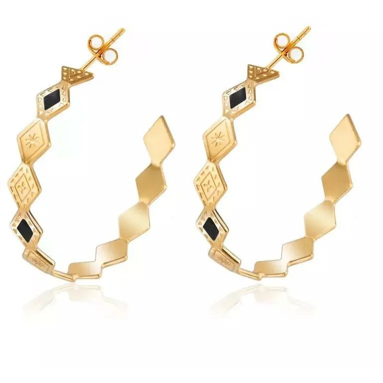 Diamond Shaped Gold Hoops