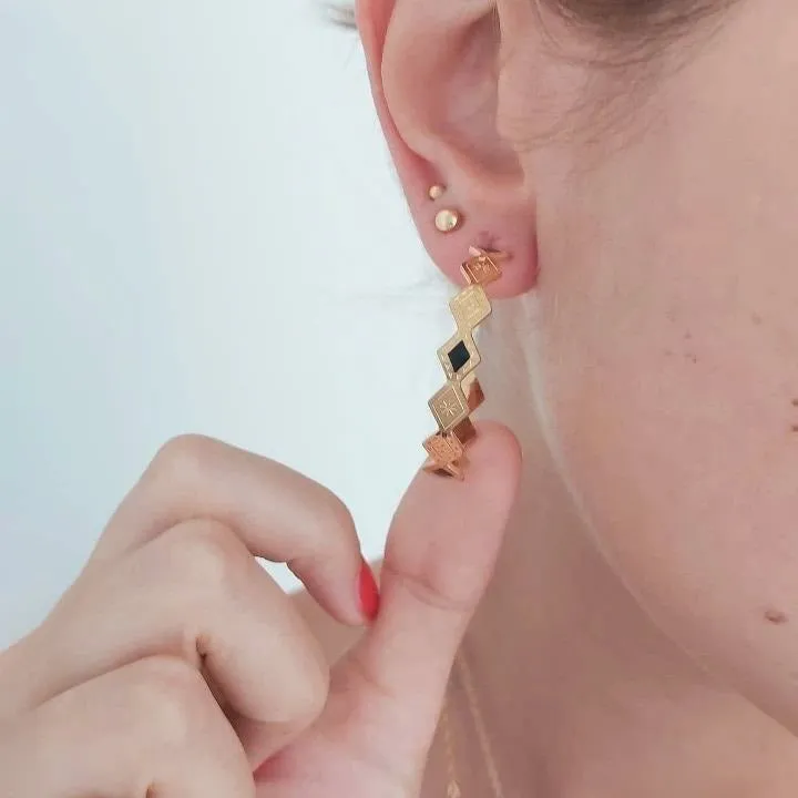 Diamond Shaped Gold Hoops