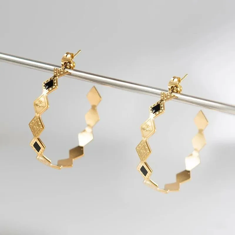 Diamond Shaped Gold Hoops