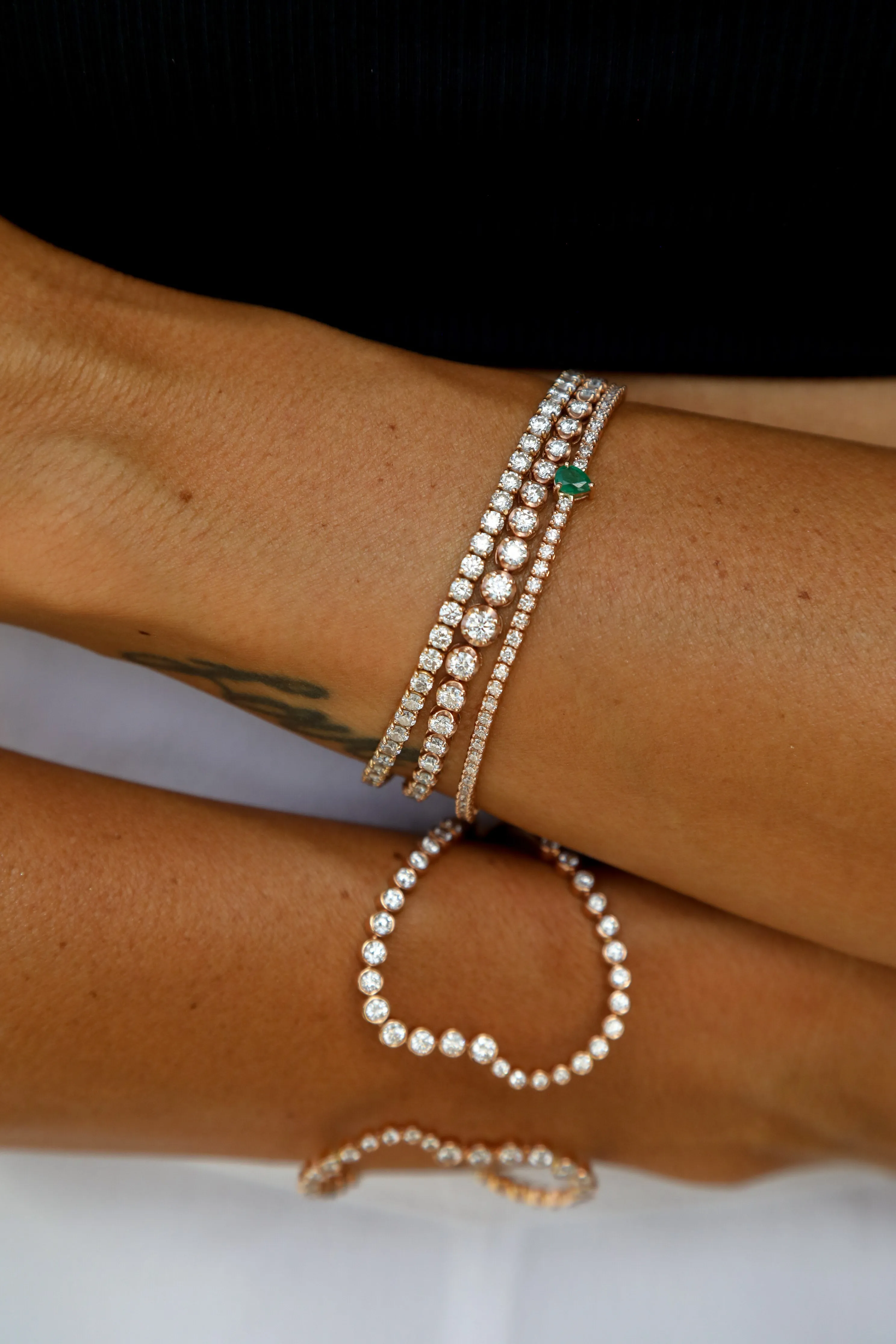Diamonds & Emerald Tennis Bracelet