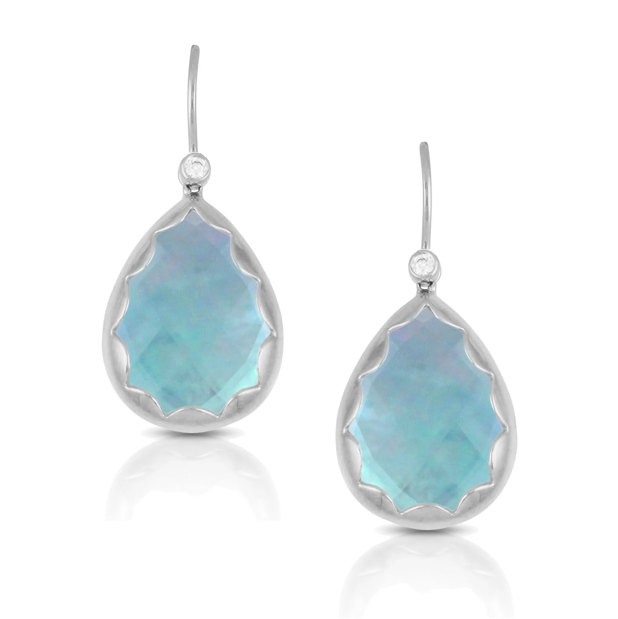 Doves Eighteen Carat White Gold Ivory Sky Earrings