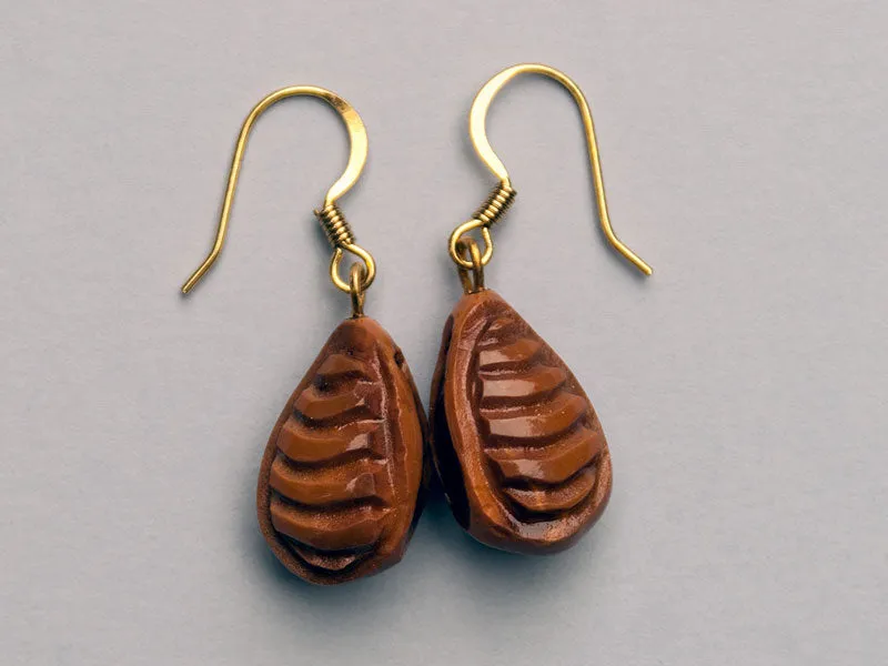 Earrings - Carved Wongai Seed