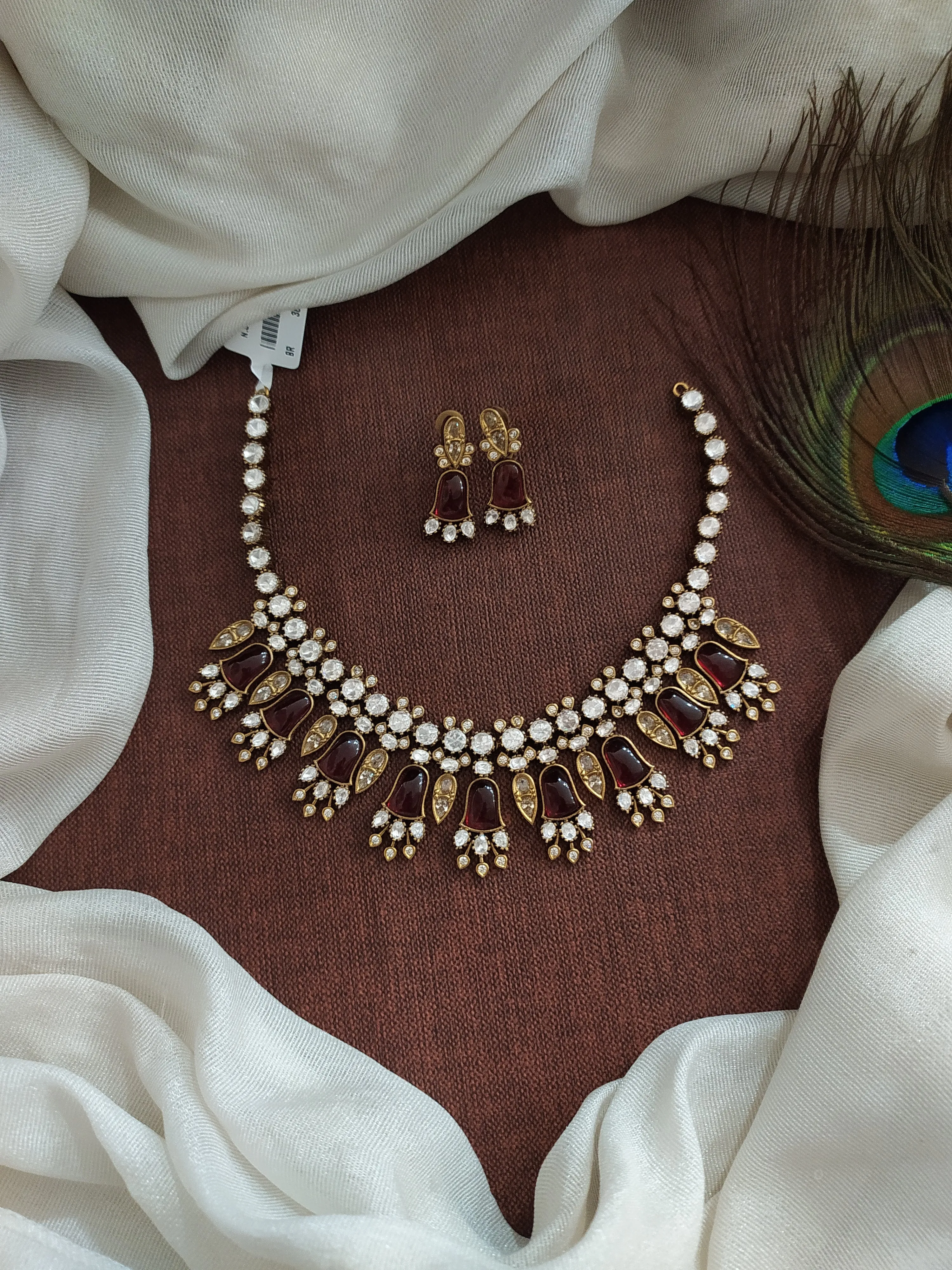 Elegant Victorian Solitaire and Floral Design Necklace Set