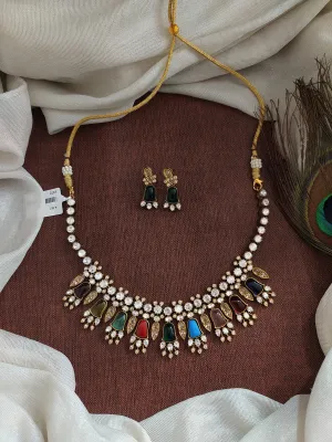 Elegant Victorian Solitaire and Floral Design Necklace Set