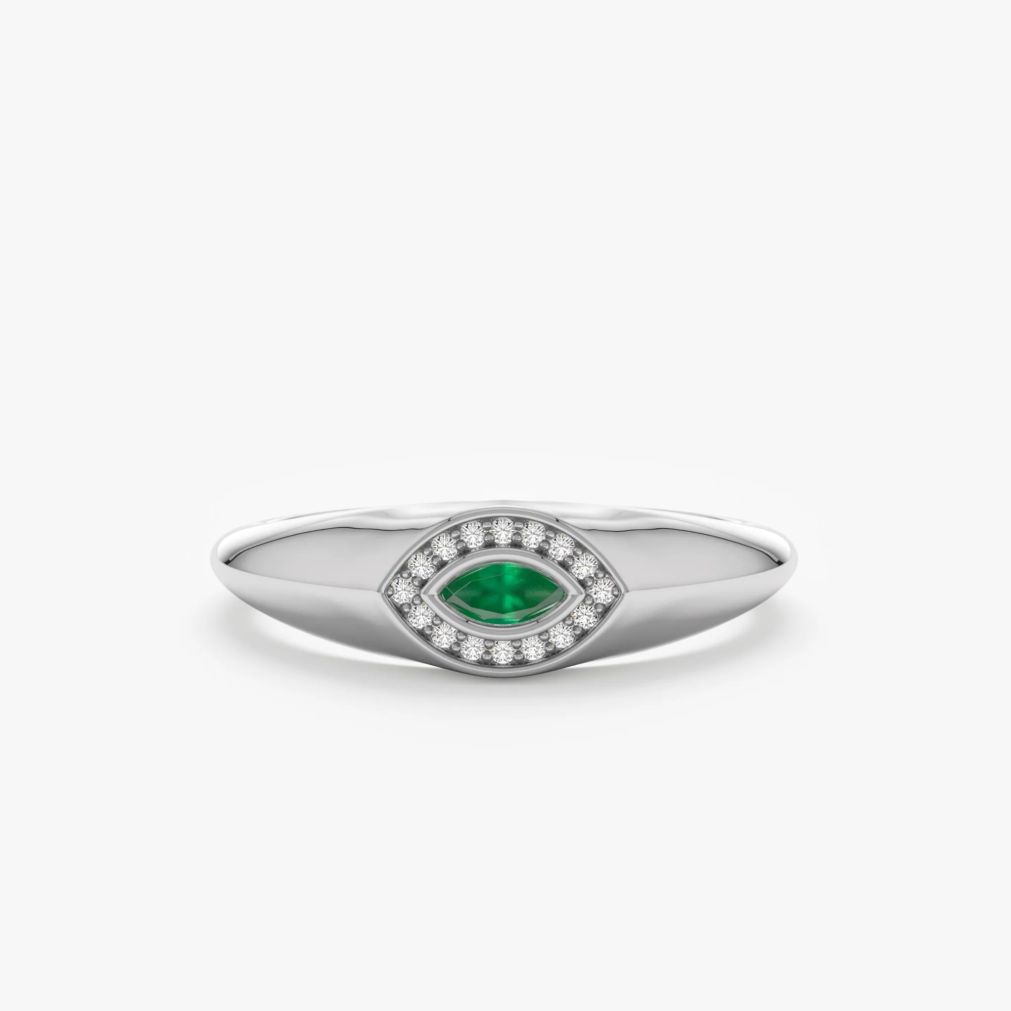 Emerald & Diamond Evil Eye Ring, Gracelyn