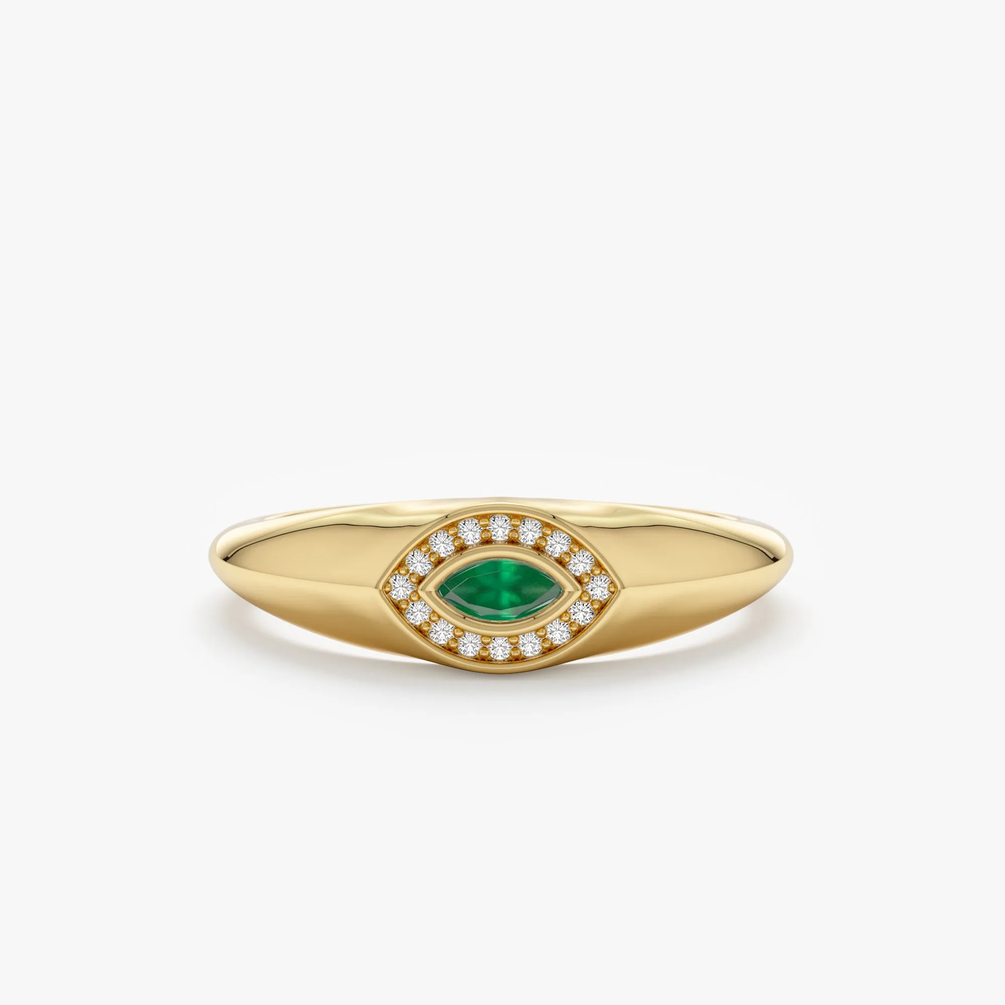 Emerald & Diamond Evil Eye Ring, Gracelyn