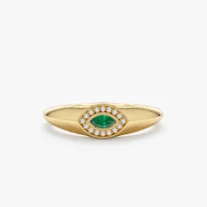 Emerald & Diamond Evil Eye Ring, Gracelyn