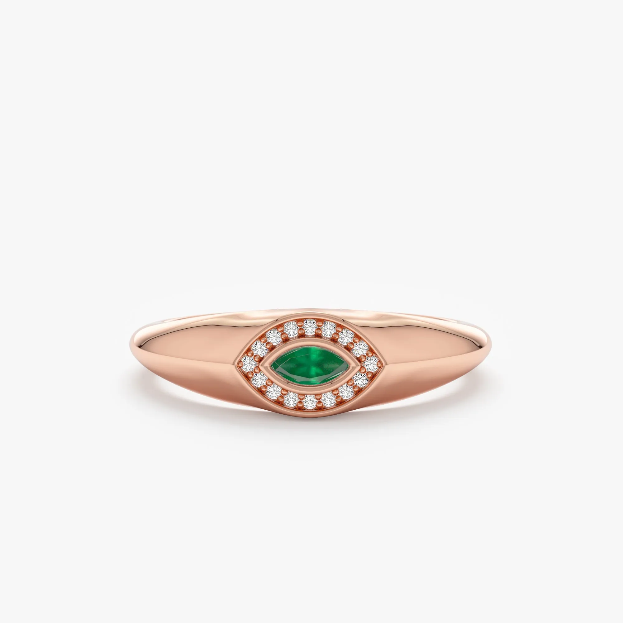 Emerald & Diamond Evil Eye Ring, Gracelyn