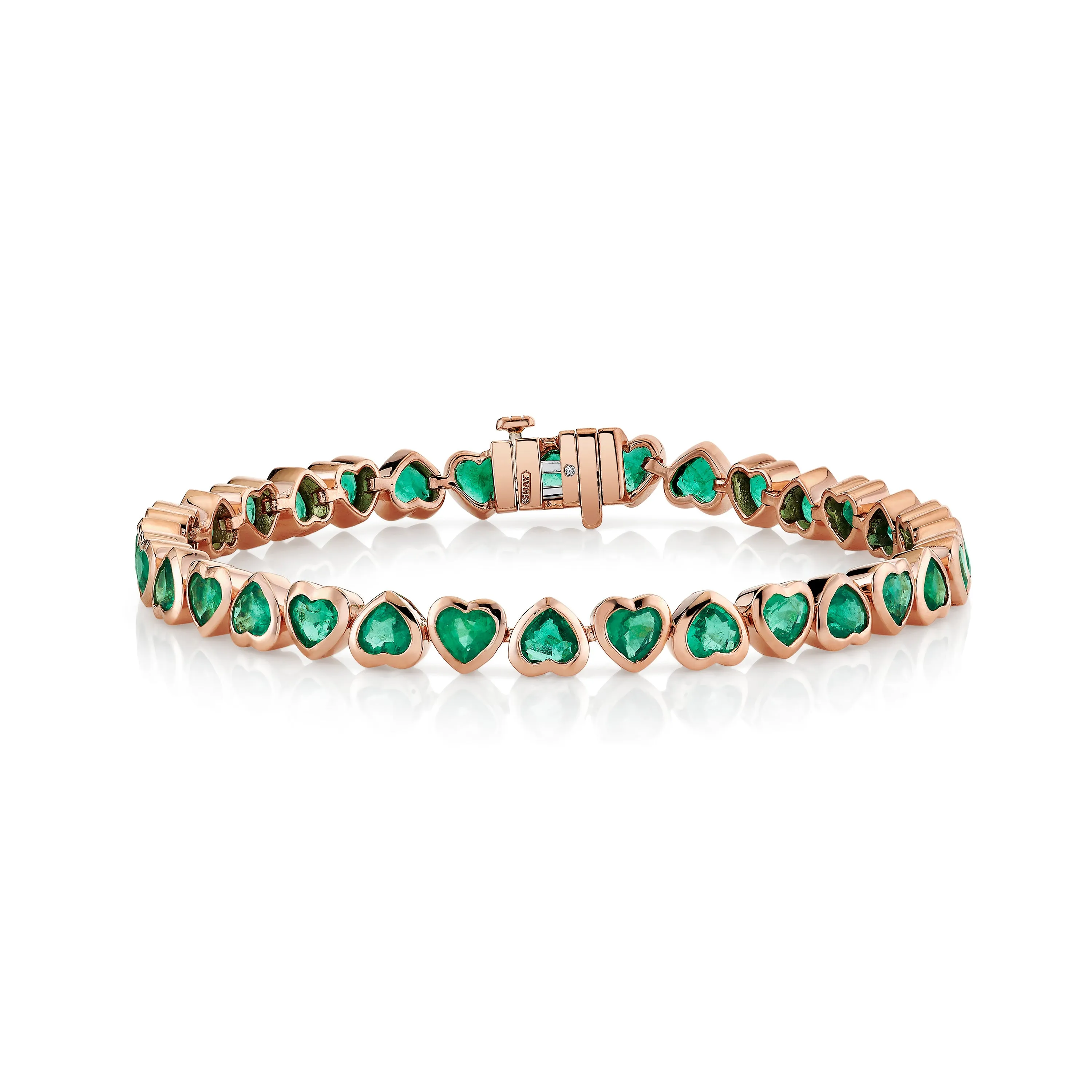 EMERALD BEZEL HEART TENNIS BRACELET