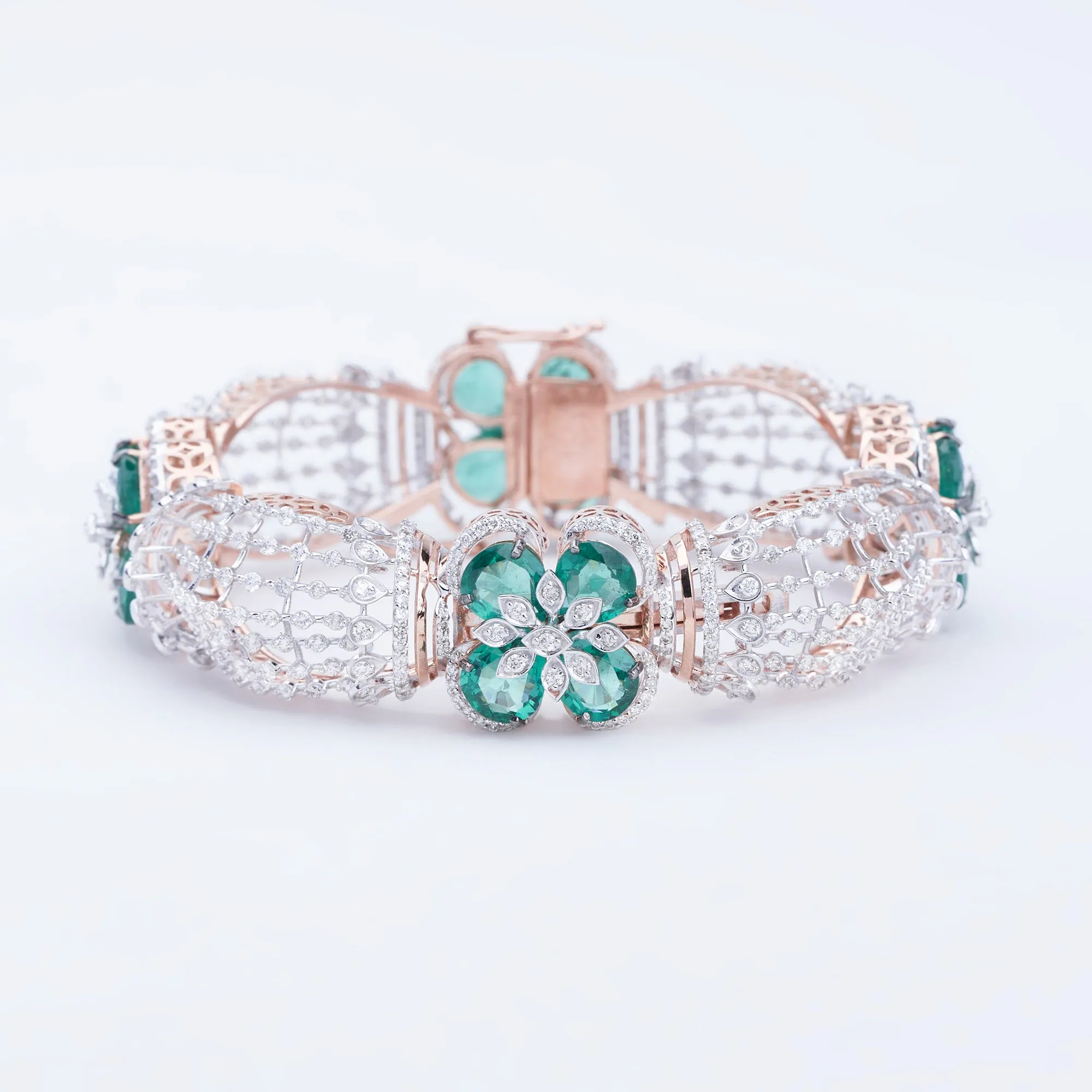 Emerald Blossom Diamond Bangle
