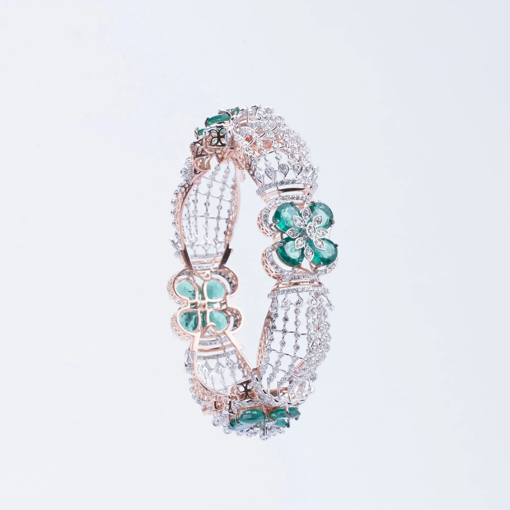 Emerald Blossom Diamond Bangle