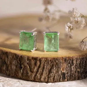 Emerald Cut Emerald Doublet Earrings